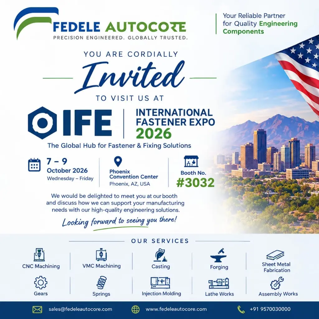 Fedele AutoCore IFE 2026 Official Invitation Fedele AutoCore Invitation to International Fastener Expo 2026 Phoenix Arizona USA Booth 3032